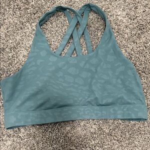 Stylish Teal Sports Bra with Criss-Cross Back